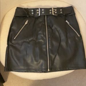 Faux Leather Mini Biker Skirt